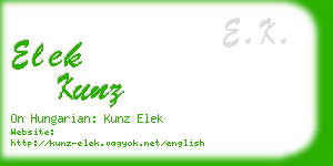 elek kunz business card